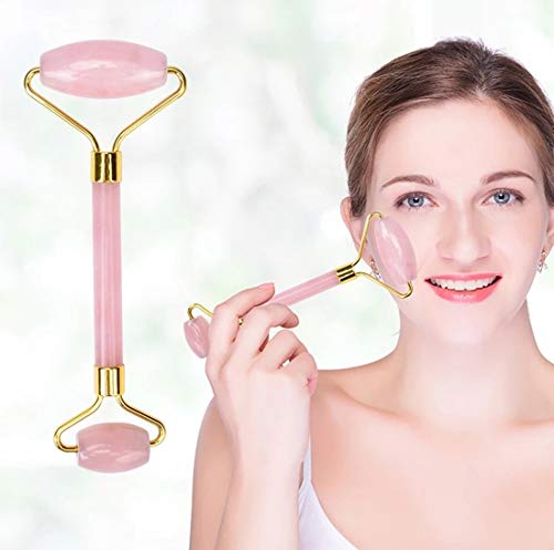Jade Roller, Face Roller, Facial Beauty Roller Skin Care Tools, Quartz Massager for Face, Eyes, Neck, Body Muscle Relaxing and Relieve Fine Lines and Wrinkles (Golden)
