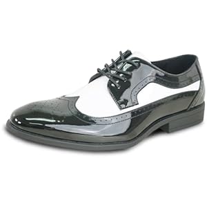 VANGELO Men Dress Shoe TAB and Tux Oxford Formal Tuxedo for Prom Wedding Uniform Medium and Wide Width Black Grey Ivory White Patent