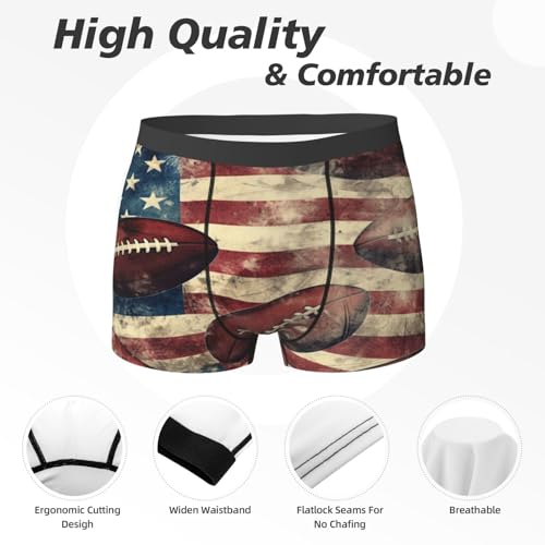 Men's Boxer Briefs Vintage American Football Usa Flag Underwear For Men Soft Elastic Boxer Shorts For Boys Adult3