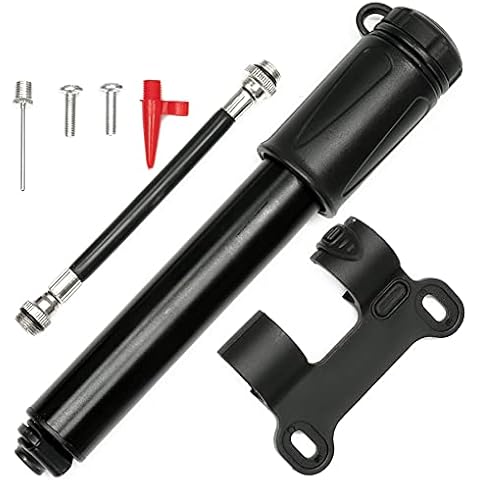 Bike Ball Hand Pump Small Mini Portable Bicycle Tire Quick Easy Tyre Inflation Universal Presta and Schrader Valve Needle Frame Mounted Air Road Travel Aluminium 100PSI Pump Cover