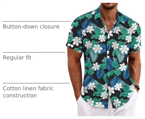 Image of COOFANDY Men's Linen Shirts Short Sleeve Casual Shirts Button Down Shirt for Men Beach Summer Wedding Shirt