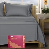 Mayfair Linen 5-Star Hotel Quality 1200 Thread Count 100% Supima Cotton Sheets for King Size Bed, 4 Pc Dark Grey Premium Cotton Sheet Set, Sateen Weave with Elasticized Deep Pocket