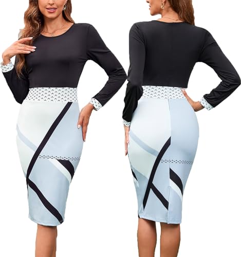 DeftSharp Women's Business Pencil Dresses Elegant Fitted Knee Length Wear to Work Dress Sexy Bodycon Suit with Back Split3