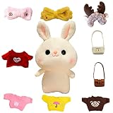 QCOTNG Rabbit Stuffed Animal Soft Cute Bunny Plush Toy with 9 Outfits and Accessories to DIY Dress U