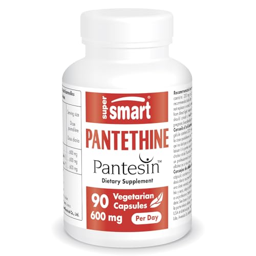Supersmart - Pantesin Pantethine 600 mg per Day (Pantothenic Acid) - Active Vitamin B5 Supplement | Non-GMO & Gluten Free - 90 Vegetarian Capsules