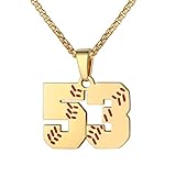 AIAINAGI Baseball Number Necklace for Men 0-99 NJ# Necklace Personalized Charm Gift with SS Gold Plate Chain