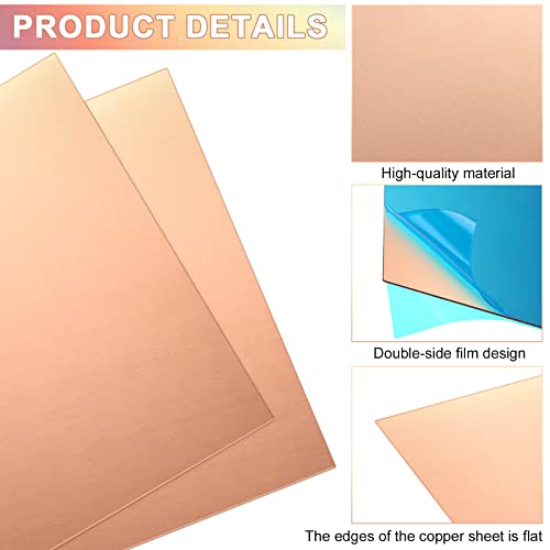 Nuogo AO-NUOGO-1275 6 Pcs Pure Copper Sheet 6 X 6 Inch 24 Gauge (0.51Mm) Thickness Copper Plate Double Sided Film Attached Metal Material Copper Sheet thumb #2