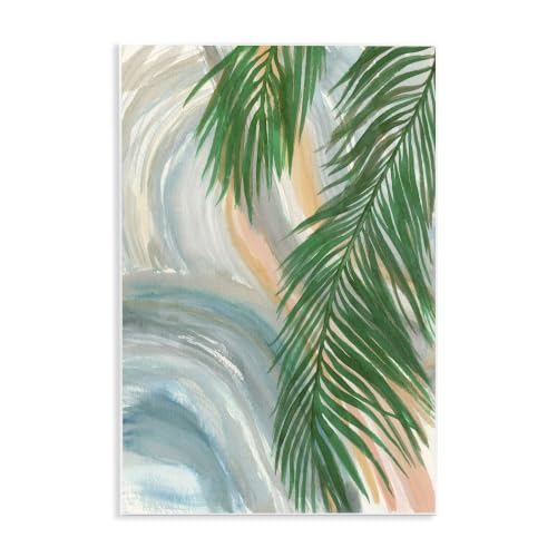 Tropical Palm Leaf Swirl, 13 x 19 Inch Mounted Print on Wall Plaque