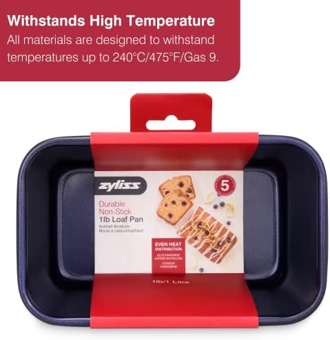 Zyliss E980198 Non-Stick Loaf Tin | 1L/1lb | Carbon Steel | Dark Blue | Bread Tin for Baking/Bakeware | Dishwasher Safe | 5 Year Guarantee