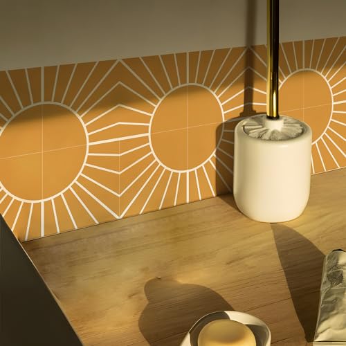 Alwayspon - Pegatinas adhesivas para azulejos, 25 piezas de 15 cm / 6 pulgadas, naranja, autoadhesivas, para pegar en azulejos, ideales para baño y cocina, protector antisalpicaduras, vinilo de