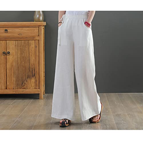 Maiyifu-GJ Women Casual Cotton Linen Baggy Pants Relaxed Fit Soft Comfy Wide Leg Trousers Drawstring High Waist Loose Pant2