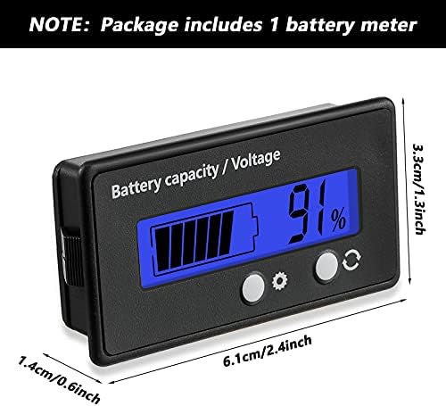 DC 12V 24V 36V 48V 60V 72V 84V Battery Meter with Alarm, Front Setting and Switch Key, Battery Capacity Voltage Indicator Battery Gauge Monitors -Acid and Lithium ion Battery Indicator (Blue)