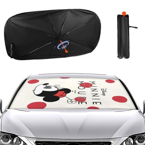車用サンシェード 傘型 折りたた式 ディズニー ミッキーマウス 可愛い サンシェード 車 フロント 遮光断熱 軽量 UVカット 紫外線遮蔽 車用パラソル カーサンシェード ロントサンシェード 収納バッグ付き 日よけ 日焼け対策 日差しカット 取り付け簡単
