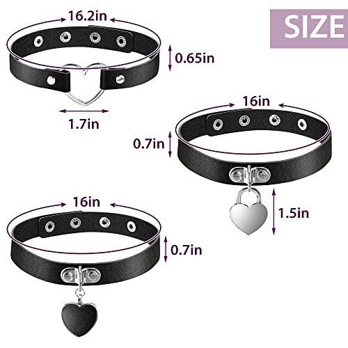 6 Pieces Halloween Heart Shaped Theme Leather Choker Punk Goth Choker Adjustable PU Leather Collar Set(Black)2