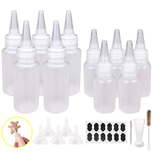 Belinlen 10pcs(5pcs 30ml; 5pcs 60ml) Plastic Squeeze Bottles with Twist Cap Cookie Decorating