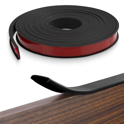 Forma U Cinta de Madera Cantos, 16mm x 5m TPE Flexible Protector de Bordes Plegable Cinta de Chapa, Adhesiva Perfil Goma Cantoneras Cubrecantos para Protección y Reparación de Gabinetes de Mesa, Negro