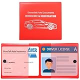 CALFOVERA Étui de Protection en Cuir PU pour Permis de Conduire Porte Carte Grise et Porte Assurance Petit Organiseur de Boîte à Gants Porte Documents de Voiture Portefeuille pour Hommes et Femmes