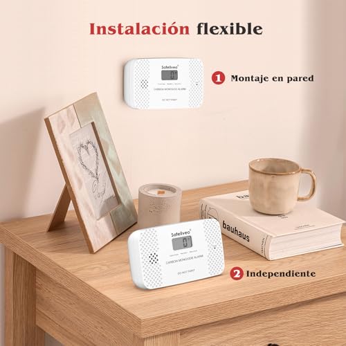 Miniatura 3 de Safeliveo Detector De Monóxido De Carbono Con Pantalla Lcd,Con Batería Reemplazable Y Botón De Prueba,Certificado En 50291,Monitor Detector De Co Portátil Para Hogar,Viajar Y Caravanas -1 Pieza