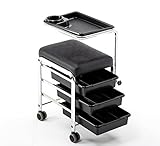 BarberPub Fußpflegehocker Pedikürhocker Rollhocker Maniküre Nagel Kosmetikstuhl (Schwarz)