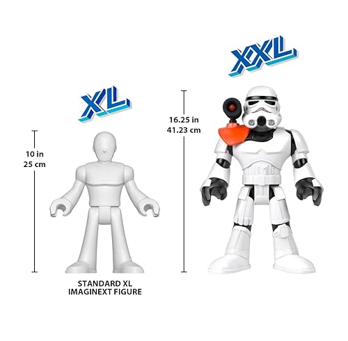 Fisher-Price Imaginext STAR WARS Stormtrooper XXL action figure giocattolo, personaggio snodabile alto oltre 40,6 cm con lanciatore, per bambini e bambine dai 3 anni in su, HXG53