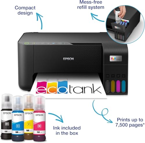 Epson EcoTank ET-2860 Ink Tank Printer | Busy Home Use | Wireless | A4 | Print, Copy, Scan | Includes up to 3 Years of Ink