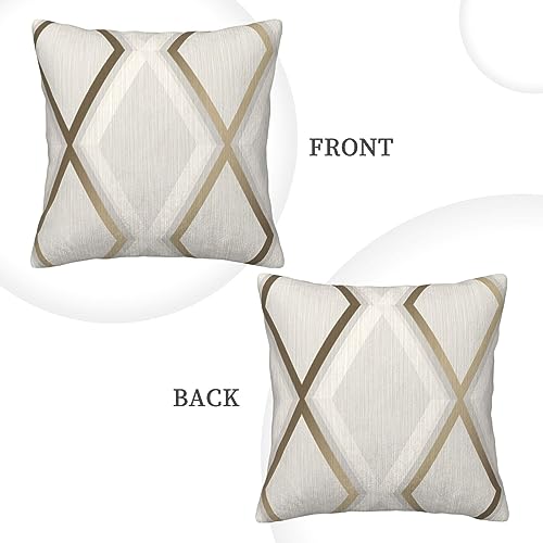 Housse de coussin en velours côtelé imprimé géométrique ivoire doré canapé lit - 4