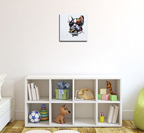 Fokenzary Hand Painted Painting Bulldog Smoking Cigar on Canvas Pop Wall Art Decor Framed Ready to Hang steampunk buy now online