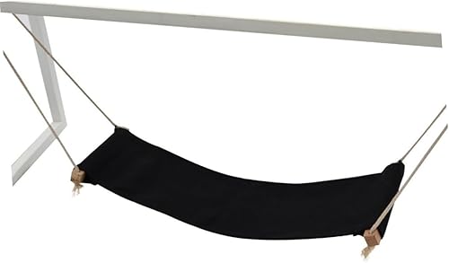 Hamaca de pie ajustable portátil Mini oficina soporte de reposapiés para uso debajo del escritorio Diseño de lona ligera para la relajación Negro