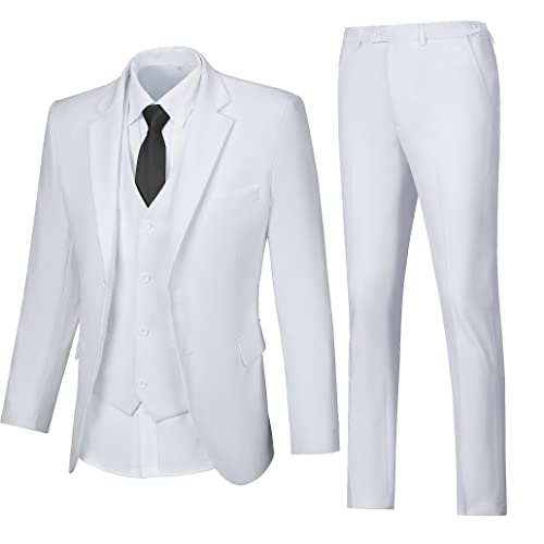 Image of WOMS Men's 3 Piece Suit Slim Fit,Mens Wedding Suit Groom Prom Tuxedo