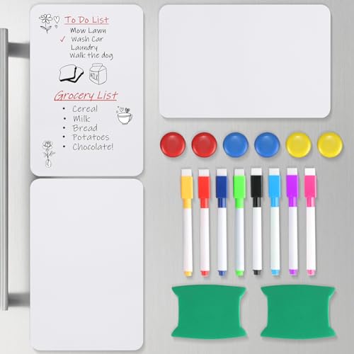 3 PcsPizarra Magnetica Nevera A4 Pizarra Blanca Magnética, Tablero Magnetico, Pizarra Nevera Magnetica, Whiteboard Magnetic para Hogar, Oficina, Cocina, con 8 Rotuladores, 2 Borradores, 6 Imanes