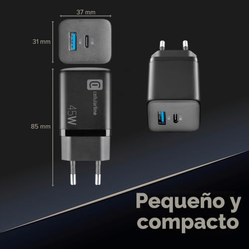 Cargador USB-C 45W Cellularline GaN compatible con iPhone, iPad, MacBook y terminales Android 4