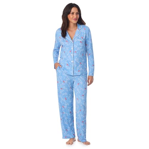 Cuddl Duds Womens 2 Piece Pajamas & Lounge Set - Cozy Soft Long Sleeve Sleepwear & Loungewear - Button Down Sleep Shirt & Long Pajama Pants with Pockets PJs Sets for Women Cardinal S