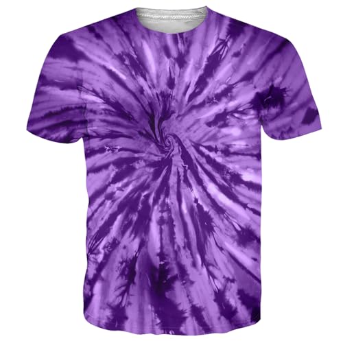 Mens Tie-Dye Colorful Short Sleeve T-Shirt Purple M