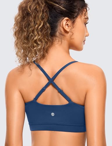 Image of CRZ YOGA Butterluxe Thin Strap Sports Bra | Light Support, Removable Pads, Yoga, Extremely Soft, Square Neck, Adjustable Back, for Women