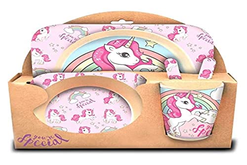 Kid Licensing Set 3 Piezas Bambu Unicornio - Juegos de Vajilla, Multicolor