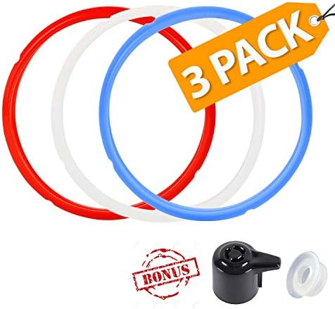 3 Pack Silicone Sealing Ring with Bonused Sealer - Instapot Silicone Seal Ring Replacement - Color Coded with 3 Different Colors - Easy Clean Perfect Accessory for 5/6/8 qt Instant Pot (6 Qt + Valve)