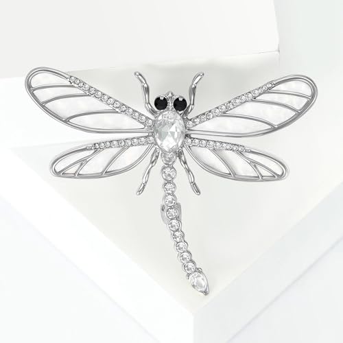 Image of Dragonfly Brooch and Pins for Women Enamel /Rhinestone Crystal Dragonfly Animals Brooches Jewelry for Mom Wife Elegant Dress Accessories Birthday Gifts