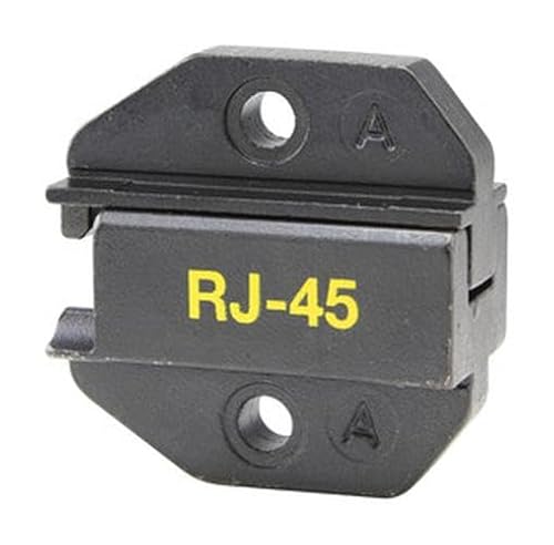 Accesorio para engastar módulos telefónicos RJ-45, compatible con estándares de red, ideal para instalaciones y reparaciones de cableado.