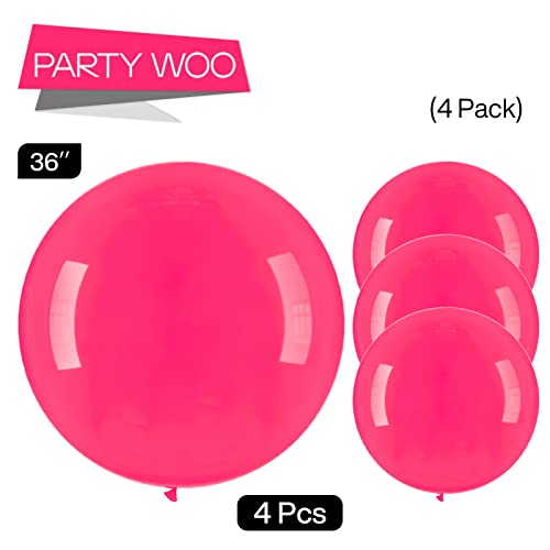 Image of PartyWoo Hot Pink Balloons 4pcs 36 Inch Magenta Fuchsia Balloons for Baby Shower Gender Reveal Engagement Bachelorette Wedding Bridal Shower Anniversary Birthday Party Decorations Pink-Y12