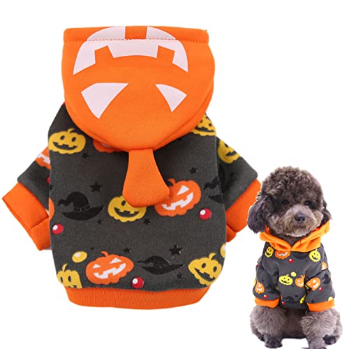 Jecikelon Sweat à capuche d'hiver avec poches, vêtements chauds pour petits chiens, manteau pour Chihuahua, vêtements pour chiot et chat, XXS, Y03 orange citrouille