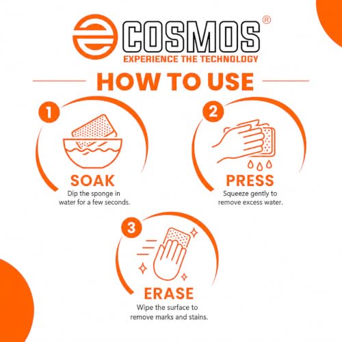 Image of E-COSMOS Magic Eraser Cleaning Sponge, High-Density Melamine Foam Scrub Pad for Kitchen, Bathroom, Walls and Shoes, 4-Pack