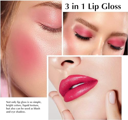 Korean Style Liquid Lip and Cheek Tint with Watermelon, Strawberry, Tomato Extracts - Rose Fragrance & Long-lasting High-Glossy Finish Smudge & Waterproof Cheeks Blusher for Women - Image 7