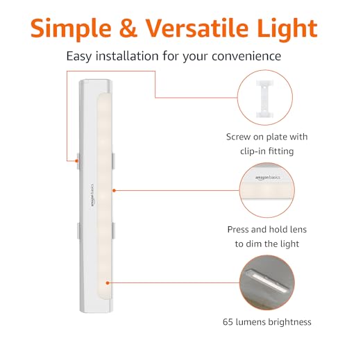 Luces LED Adhesivas Amazon Basics Inalámbricas, 65 Lúmenes, Pack 2