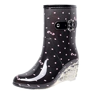 Obiquzz Regenstiefel Damen Gummistiefel Schwarz Rosa