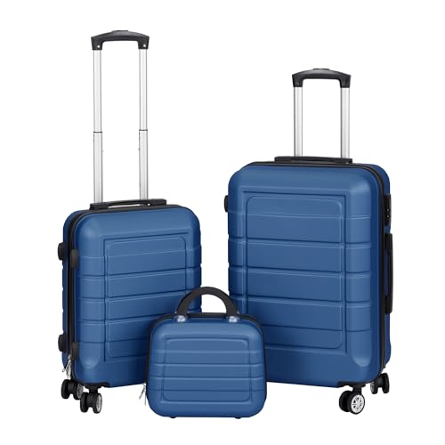 Juego o Set de 3 Maletas de Viaje Oferta - 4 Ruedas Dobles giratorias - Neceser - Maleta de Cabina - Equipaje de Mano - Cerradura TSA - Ligeras - ABS- Ryanair - Resistentes- Ligeras - Asa telescópica