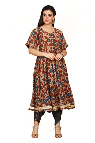 Image of Anyra Women's Muslin Floral Regular Kurta Bottom with Dupatta