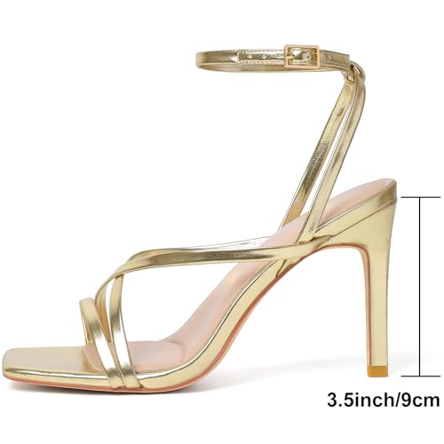Image of Mostrin Strappy Heels for Women Square Open Toe Lace Up Heeled Sandals Ankle Strap Sexy Stiletto High Heels for Party, Prom, Dating, Wedding