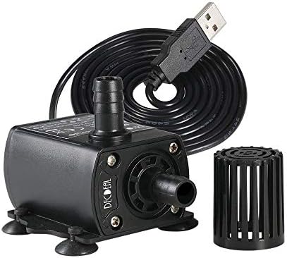 Decdeal Submersible Water Pump Aquarium Fountain with Flow Adjustment Function and USB Interface, DC 5V 4.8W 300L/H Lift 300cm
