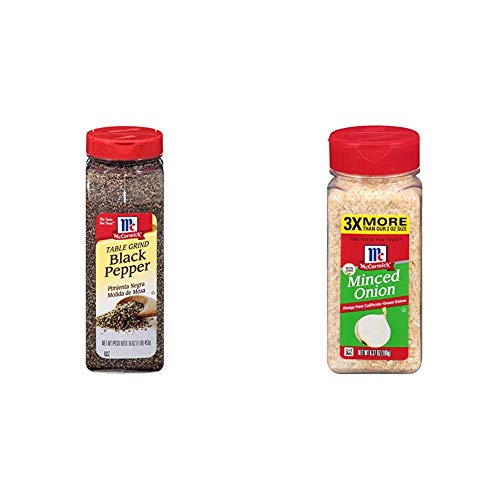 Mccormick Table Ground Black Pepper, 16 Oz & Minced Onions, 6.37 Oz #TOP24