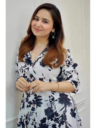 Image of DHRUVI TRENDZ Kurta Set for Women | Floral Printed Kurti Set for Woman | Daily Ethnic Kurti Pant Set | Office Outfits Kurta Sets for Woman | Festive Co Ord Set's for Women Stylish